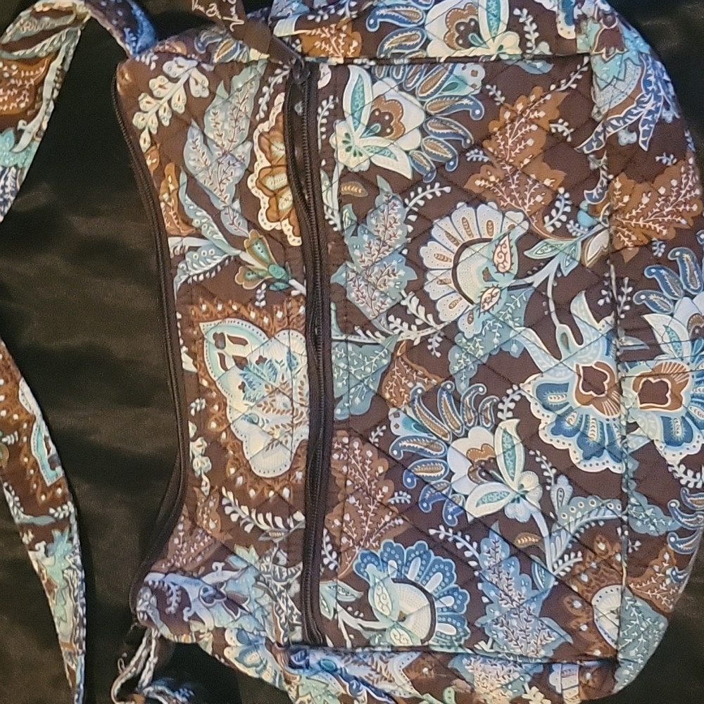 Vera Bradley Floral Brown and Blue Shoulder Bag With Matching Wallet - Picture 5 of 6
